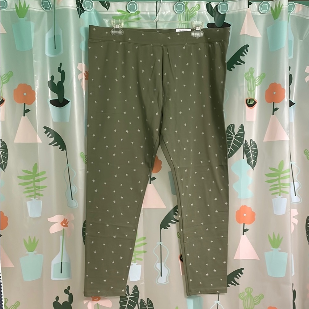 Green Mid-Rise Fitted Leggings Full-Length Bottoms